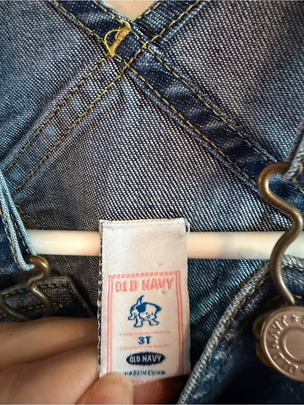 Old Navy Blue Denim Kids Overalls with Brass Hardware